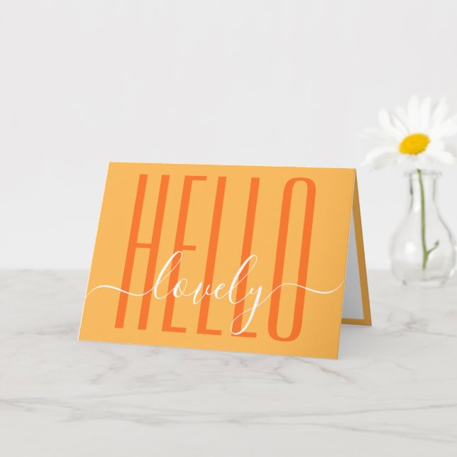 Tarjeta Hola encantadora tipografía moderna caligrafía gui (Planta pequeña)