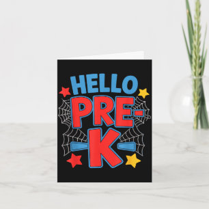 Tarjeta Hola equipo de preescolar prek araña vuelve a la e