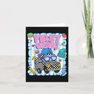 Tarjeta Hola estudiante de primer grado de la escuela de a