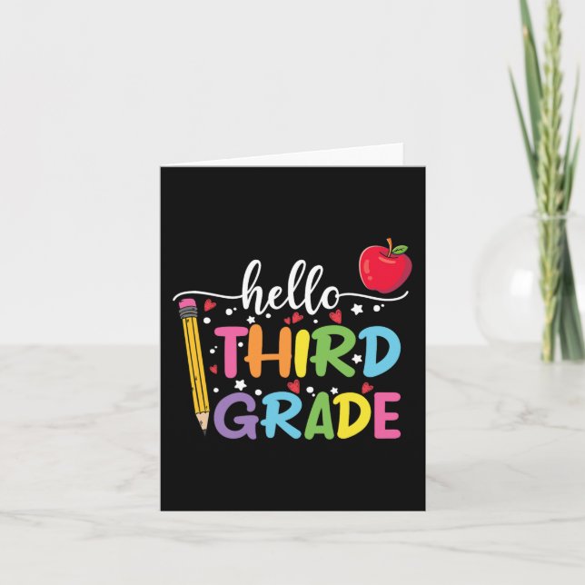 Tarjeta Hola, estudiante de tercer grado vuelve a la escue (Anverso)