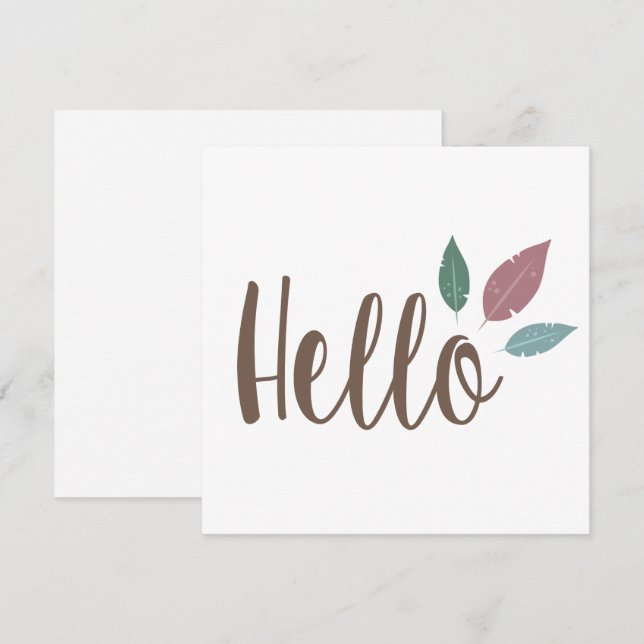 Tarjeta Hola feather dulce boho card (Anverso / Reverso)