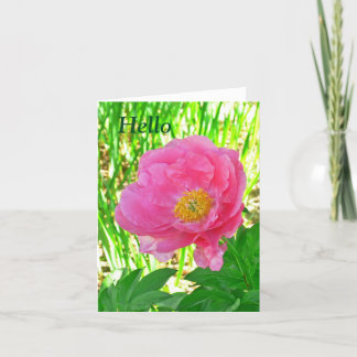 TARJETA "HOLA" FLORAL/PINK PEONY/NOTECARD /BLANK DENTRO