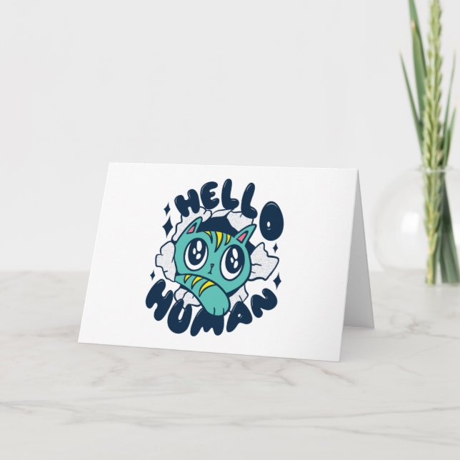 Tarjeta Hola gato humano (Anverso)