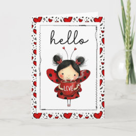 Tarjeta Hola hermosa hada mariquita