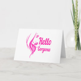 Tarjeta Hola Hermosa Señora Cara Dibujo Tipografía