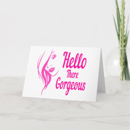 Tarjeta Hola Hermosa Tipografía de Cara de Dama Encantador