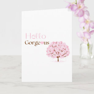 Tarjeta Hola Hermoso, Árbol de Flor de Rosa