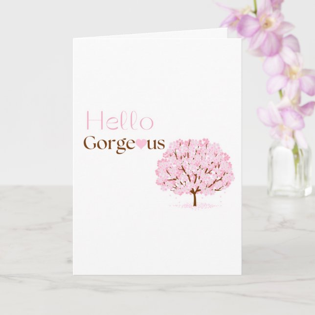 Tarjeta Hola Hermoso, Árbol de Flor de Rosa (Orquídea)