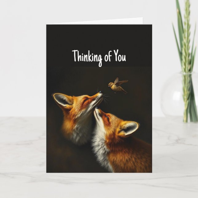Tarjeta Hola, hola Pensando en ti, animales de pájaro de F (Anverso)