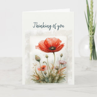 Tarjeta Hola Hola, Pensando en ti, Arte de Flor de Adormid
