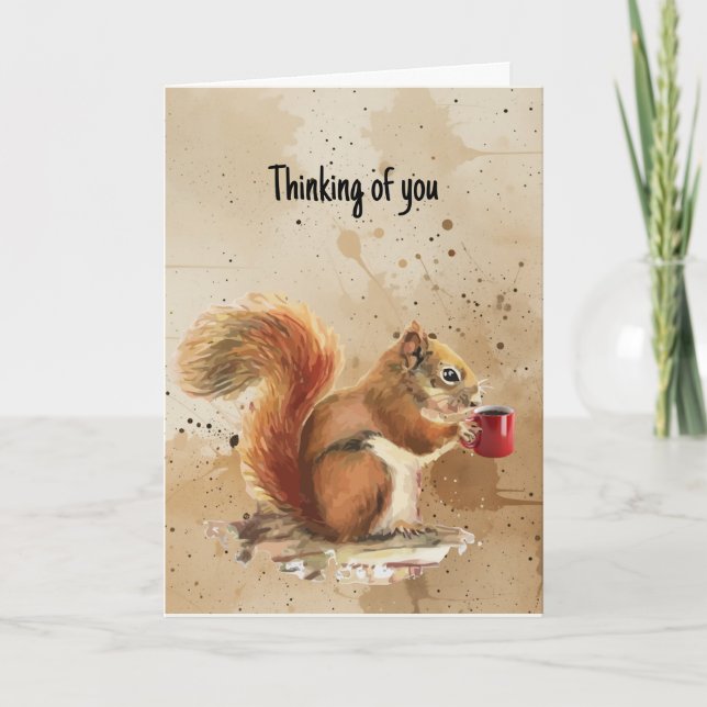 Tarjeta Hola Hola, pensando en ti Divertida Squirrel Anima (Anverso)