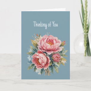 Tarjeta Hola, hola Pensando en ti Pink Peony Garden Flor