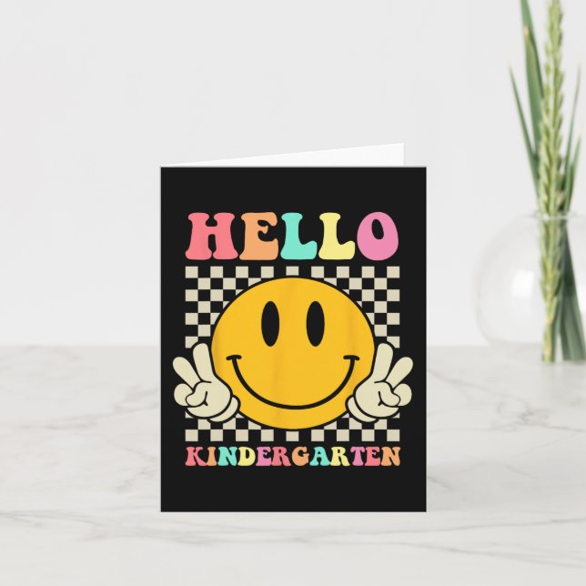 Tarjeta Hola Kindergarten De Vuelta A School Groovy Teache (Anverso)