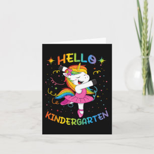 Tarjeta Hola Kindergarten de vuelta al unicor escolar