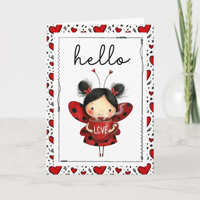 Tarjeta Hola Lovely Ladybug Fairy (Anverso)