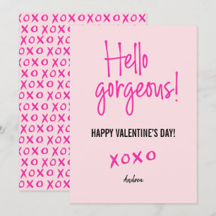Tarjeta Hola magnífico El día de San Valentín xoxo rosa