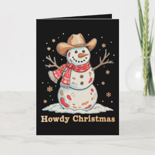 Tarjeta Hola Navidad Muñeco de Nieve Occidental Vaquero Na