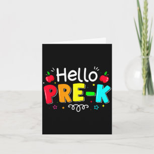 Tarjeta Hola niño niña de preescolar maestro de vuelta a l
