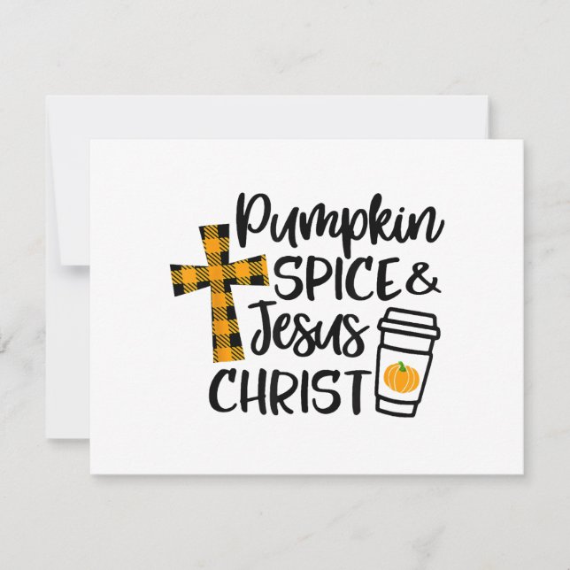Tarjeta Hola Otoño Especias de Calabaza y Jesucristo Regal (Anverso)