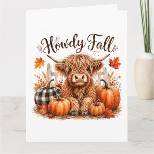Tarjeta Hola Otoño Vaca de las Tierras Altas Feliz Día de
