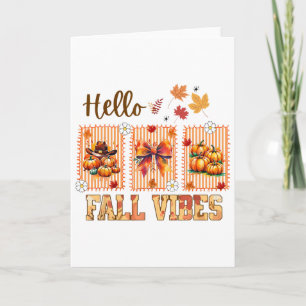 Tarjeta Hola Otoño Vibraciones Coquette Lazo Especias de C