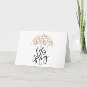Tarjeta Hola, paraguas de primavera