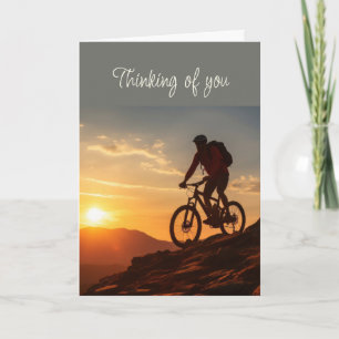 Tarjeta Hola pensamiento de ti ciclista de montaña