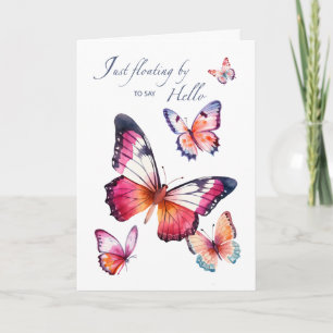 Tarjeta Hola Pensando en Ti con Mariposas Acuarela