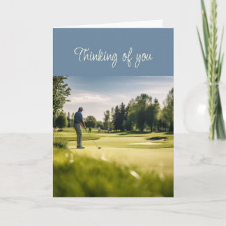 Tarjeta Hola Pensando en ti Golfer en el campo de golf