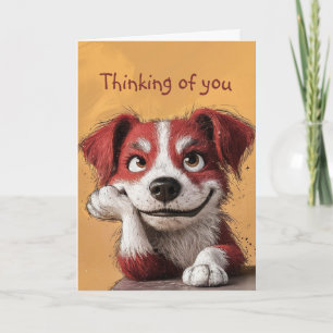 Tarjeta Hola Pensando en Ti Perrito Lindo Animal 