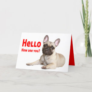Tarjeta Hola perro Bulldog francés pensando en ti amor