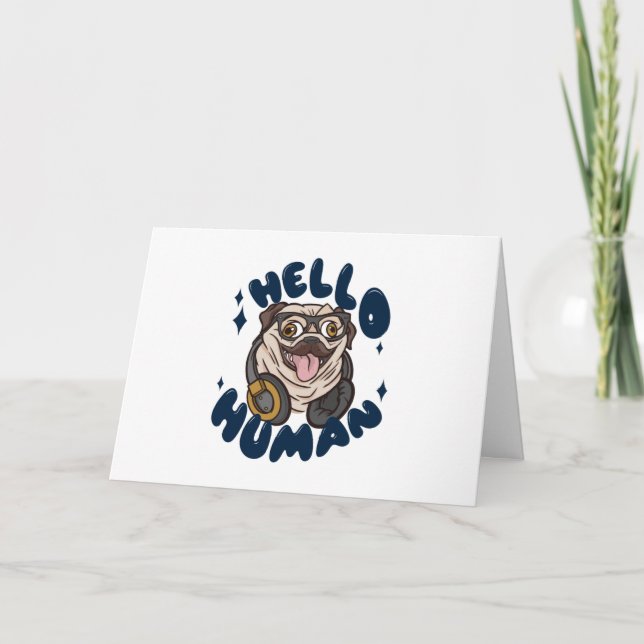 Tarjeta Hola perro de Cute humano (Anverso)