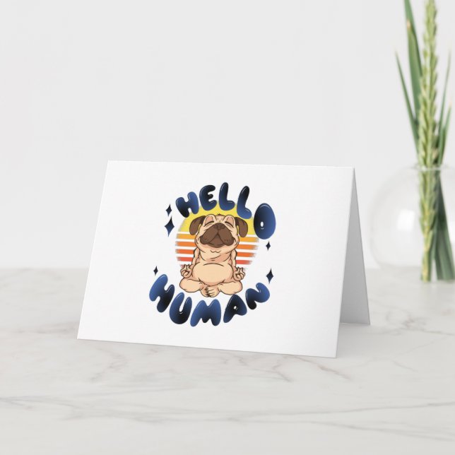 Tarjeta Hola perro de yoga meditador humano (Anverso)