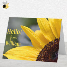 Hola personalizado, hermoso girasol de rocío matut