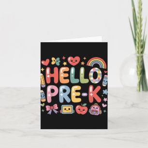 Tarjeta Hola Pre-k De vuelta a la escuela Profesor Estudia
