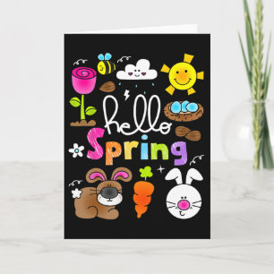 Tarjeta Hola Primavera Y Día De Pascua 2025 Bunny Rabbit S