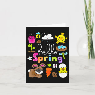 Tarjeta Hola Primavera Y Pascua Conejo De Conejo De Niños