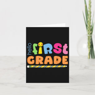 Tarjeta Hola primer grado Cute Colorful Team primer grado 