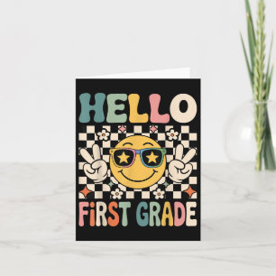 Tarjeta Hola Profesor Estudiantil De Primer Grado Feliz De