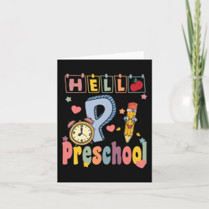 Tarjeta Hola Profesor Retro de Preescolar, Chicas de niño