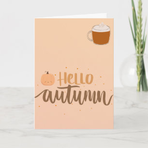 Tarjeta Hola saludo de otoño calabaza