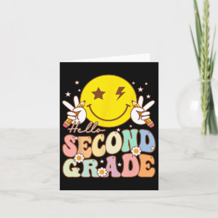 Tarjeta Hola segundo grado Sonrisa divertida Cara 2º grado