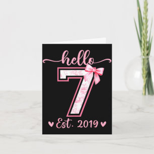 Tarjeta Hola siete est 2019 7º cumpleaños niña coqueta bo