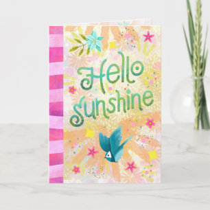 Tarjeta Hola Sol – Saludo Brillante con Letras a Mano