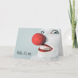 Tarjeta Hola, soy yo, la cara de payaso divertida