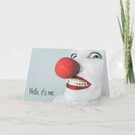 Tarjeta Hola, soy yo, la cara de payaso divertida