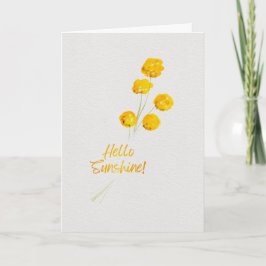 Tarjeta Hola Sunshine Amarillo Billy Buttons Acuarela