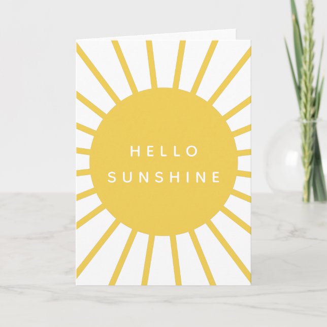 Tarjeta Hola Sunshine | Amarillo mostaza de Sun Modern Sca (Anverso)