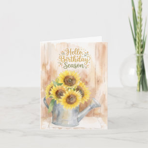 Tarjeta Hola Temporada de Cumpleaños Girasoles Amarillos