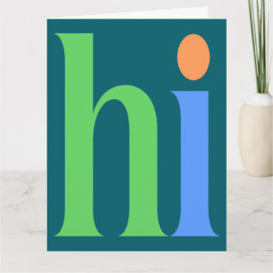 Tarjeta Hola, tipografía colorida
